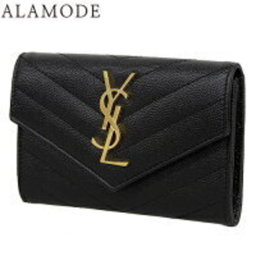 SAINT LAURENT PARIS Envelope Wallet Business Pass V Stitch Depoudre Black